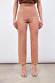 SATEEN AKSESUAR DETAYLI CAMEL PANTLON