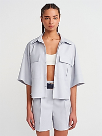 DİLVİN OVERSIZE CEPLİ GÖMLEK MAVİ