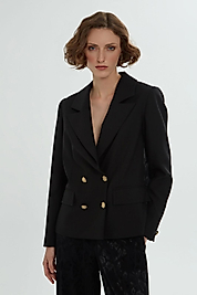 GIZIA KIWE LEOPAR DESENLİ SİYAH CEKET TAKIM