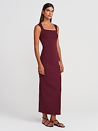 DİLVİN KARE YAKA MİDİ ELBİSE