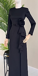 GIZIA KIWE GÜL DETAY SİYAH ELBİSE